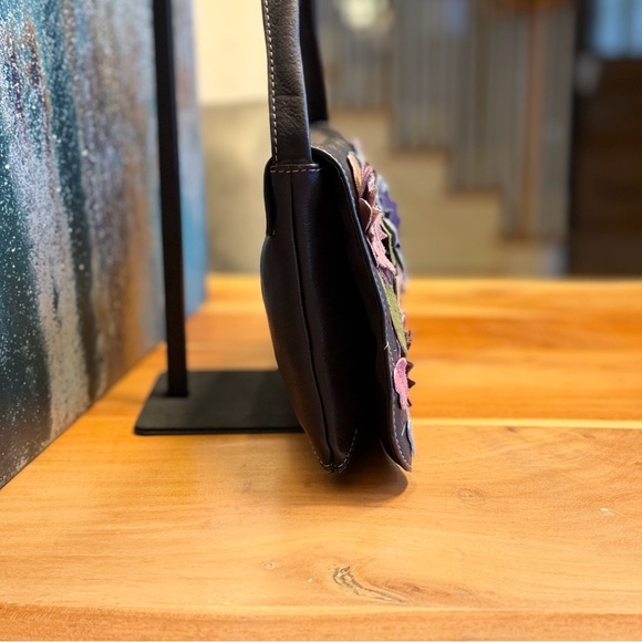 Boho Artisanal 3D Floral Applique Statement Shoulder Bag (EUC) - Picture 8 of 15